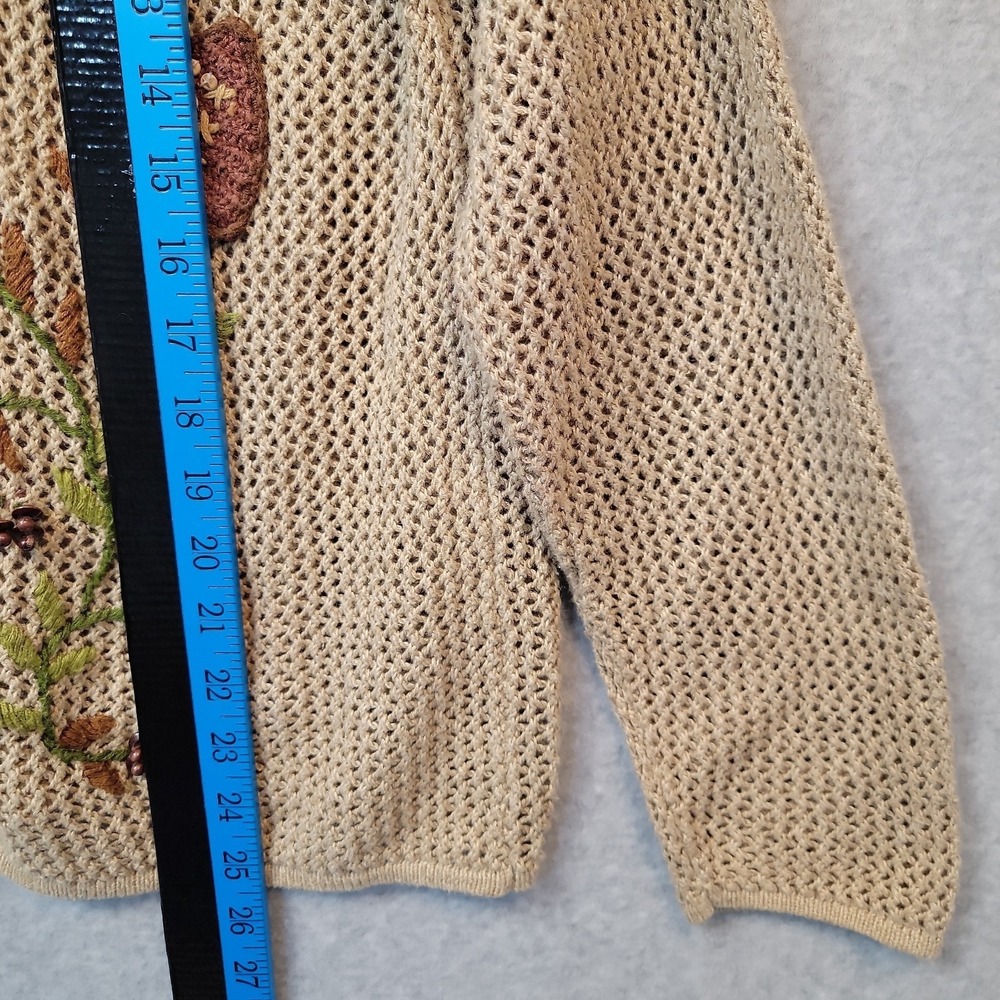 Vintage Jantzen Cardigan Sweater Women's M Beige Embroidery Mushroom Aesthetic - Picture 9 of 11